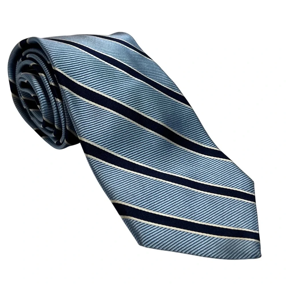 Brooks Brothers Necktie‎ Men One Size Blue Striped Silk Repp Makers England USA